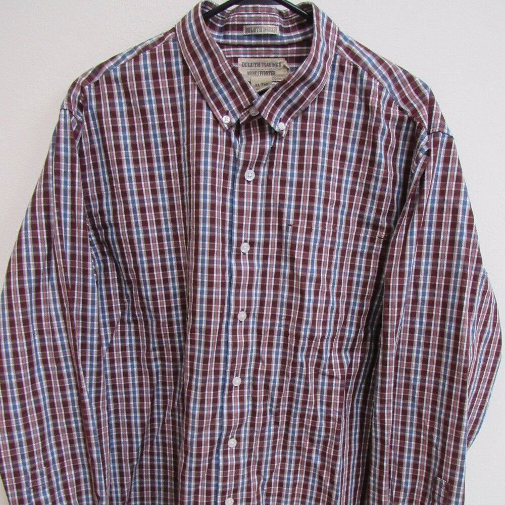 Duluth Trading Untucked Relaxed Fit Multicolor Check Long Sleeve Shirt XLT